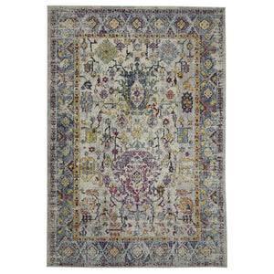 HomeRoots 5' Stylish Persian-Inspired Area Rug in Gray-Blue and Purple – Durable, Stain-Resistant Design 5' x 7' 531530