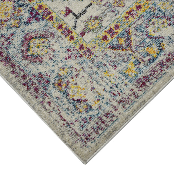 HomeRoots 5' Stylish Persian-Inspired Area Rug in Gray-Blue and Purple – Durable, Stain-Resistant Design 5' x 7' 531530