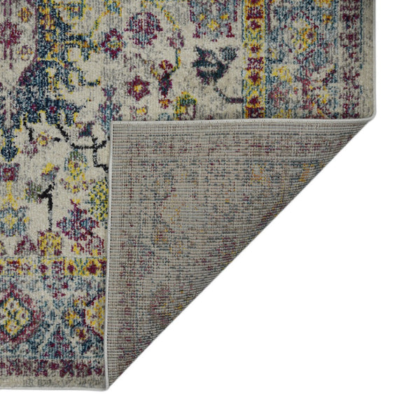 HomeRoots 5' Stylish Persian-Inspired Area Rug in Gray-Blue and Purple – Durable, Stain-Resistant Design 8' x 11' 531531