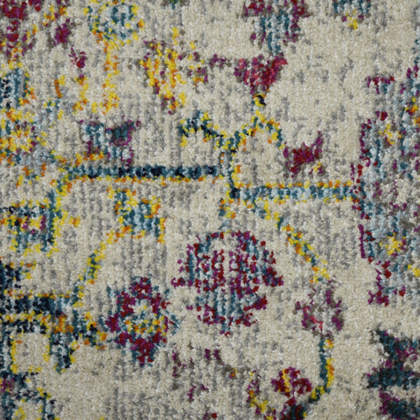 HomeRoots 5' Stylish Persian-Inspired Area Rug in Gray-Blue and Purple – Durable, Stain-Resistant Design 7' Round Round 531532