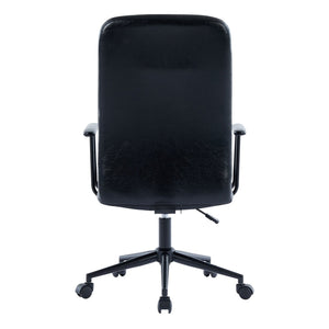 English Elm Antique Pu Leather High Back Office Chair with Swivel Gas Lift and Padded Armrests Antique Black W3149S00004