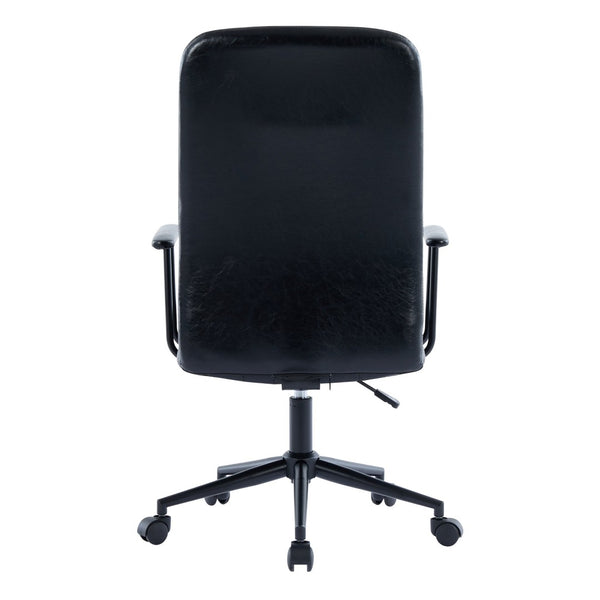English Elm Antique Pu Leather High Back Office Chair with Swivel Gas Lift and Padded Armrests Antique Black W3149S00004