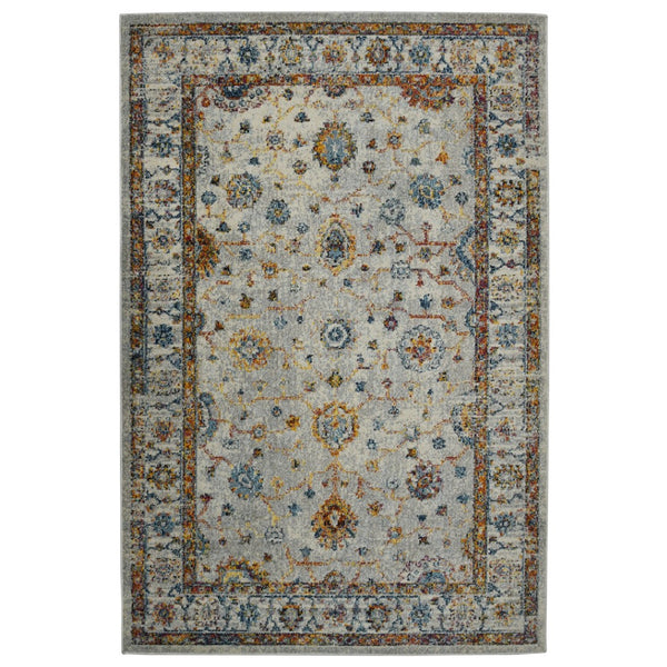 HomeRoots 5' Elegant Gray, Rust, and Blue Persian-Style Area Rug for Durable, Stylish Home Décor Solutions 8' x 11' 531538