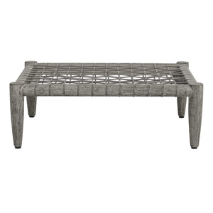 Uttermost Borneo Mahogany Rope Accent Outdoor Ottoman with Sunbrella Cushion