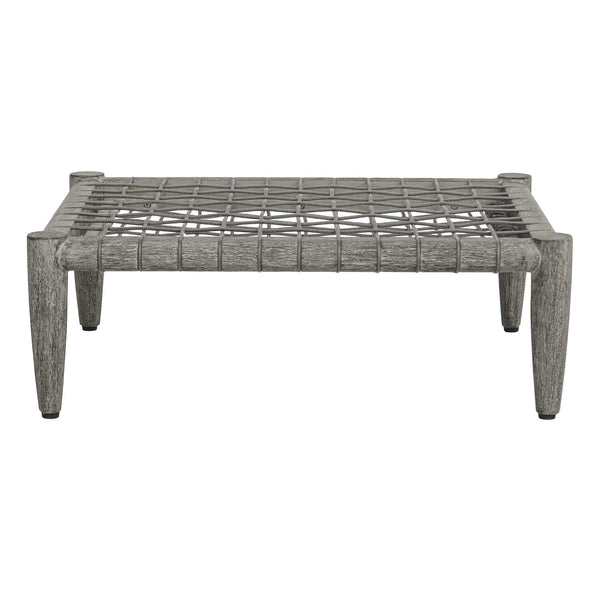 Uttermost Borneo Mahogany Rope Accent Outdoor Ottoman with Sunbrella Cushion