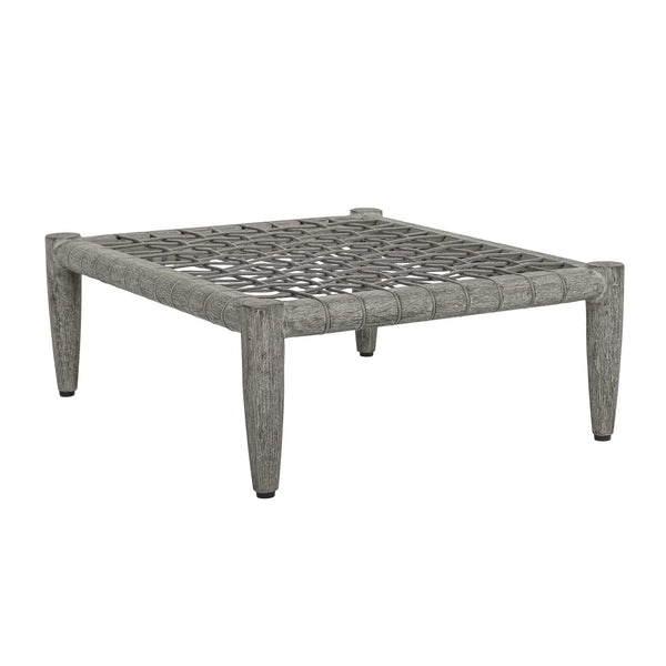Uttermost Borneo Mahogany Rope Accent Outdoor Ottoman with Sunbrella Cushion