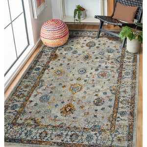 HomeRoots 5' Elegant Gray, Rust, and Blue Persian-Style Area Rug for Durable, Stylish Home Décor Solutions 9' x 12' 531540