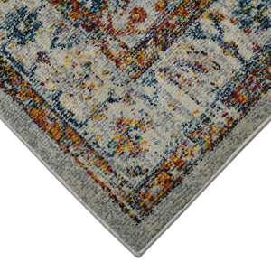 HomeRoots 5' Elegant Gray, Rust, and Blue Persian-Style Area Rug for Durable, Stylish Home Décor Solutions 9' x 12' 531540