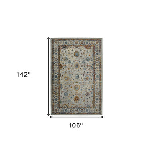 HomeRoots 5' Elegant Gray, Rust, and Blue Persian-Style Area Rug for Durable, Stylish Home Décor Solutions 9' x 12' 531540