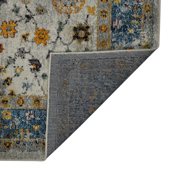 HomeRoots 5' Gray Blue and Orange Area Rug - Durable Persian Floral Design, Stain-Resistant, Ideal for Homes 5' x 7' 531544