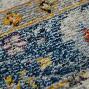 HomeRoots 5' Gray Blue and Orange Area Rug - Durable Persian Floral Design, Stain-Resistant, Ideal for Homes 8' x 11' 531545