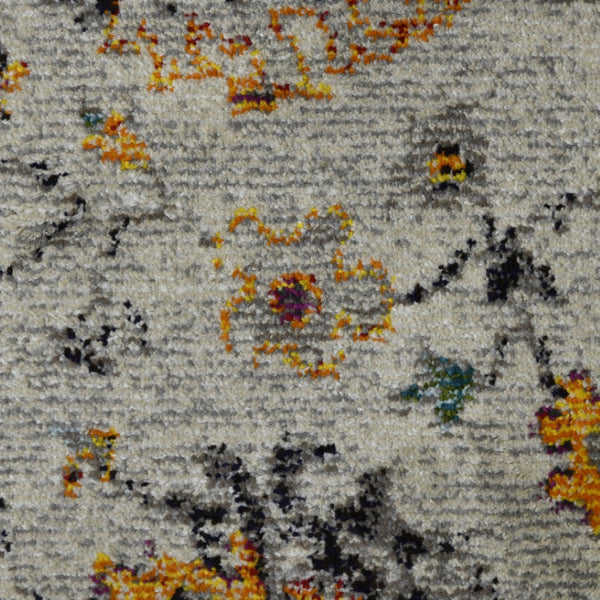 HomeRoots 5' Gray Blue and Orange Area Rug - Durable Persian Floral Design, Stain-Resistant, Ideal for Homes 7' Round Round 531546