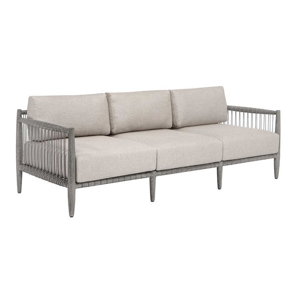 Uttermost Borneo Outdoor Mahogany Rope Sofa with Sunbrella Cushions for Patio
