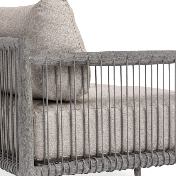 Uttermost Borneo Outdoor Mahogany Rope Sofa with Sunbrella Cushions for Patio