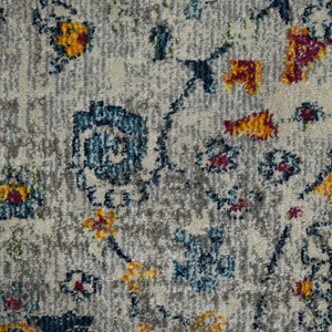 HomeRoots 5' Versatile Transitional Gray-Blue and Orange Area Rug - Durable, Stain-Resistant, Stylish Design! 5' x 7' 531551