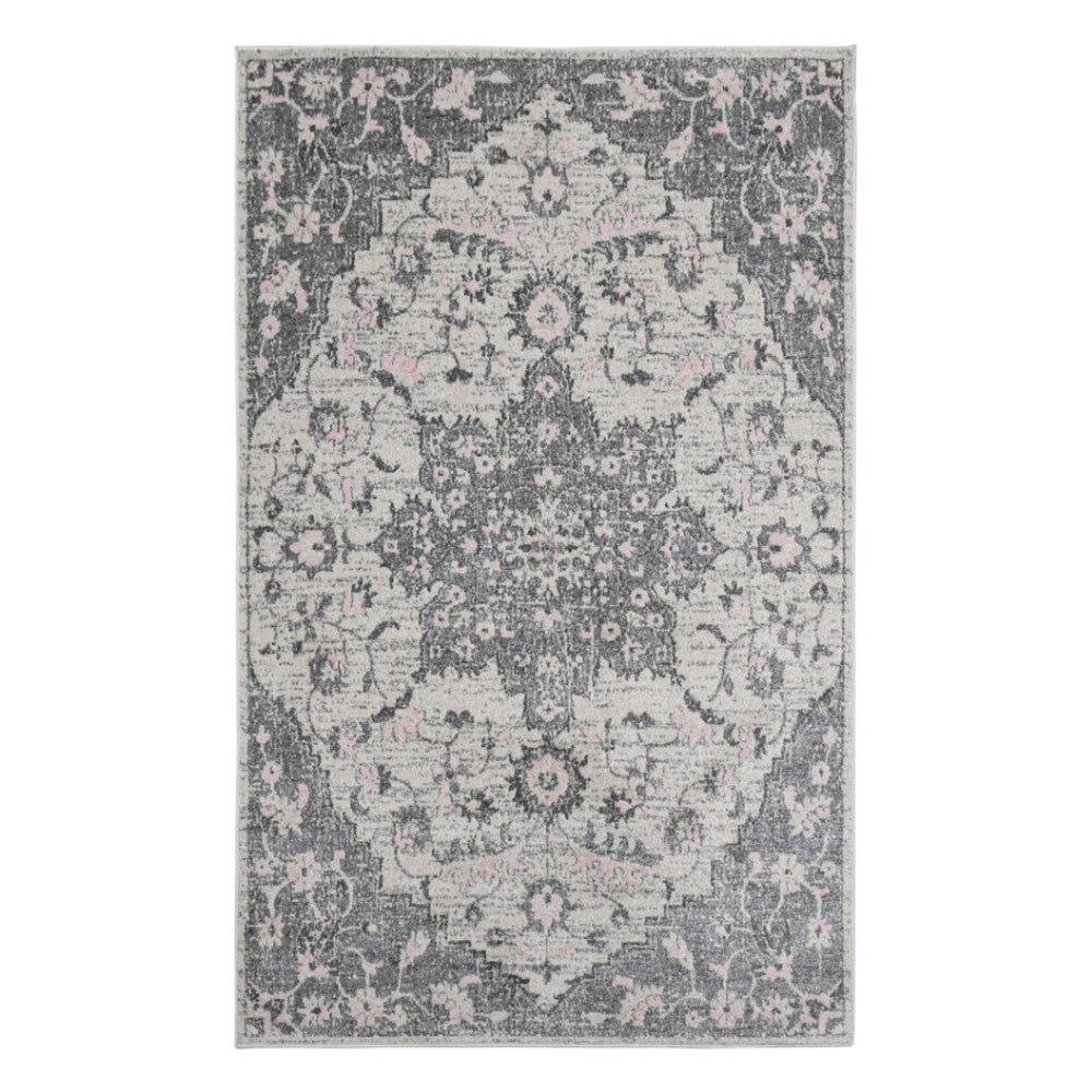 HomeRoots 5' Modern Gray and Dark Gray Area Rug - Durable, Stain-Resistant, Stylish for Busy Homes and Pets 5' x 7' 531558