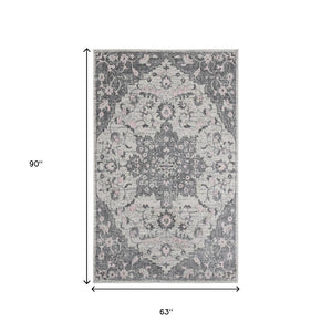 HomeRoots 5' Modern Gray and Dark Gray Area Rug - Durable, Stain-Resistant, Stylish for Busy Homes and Pets 5' x 7' 531558