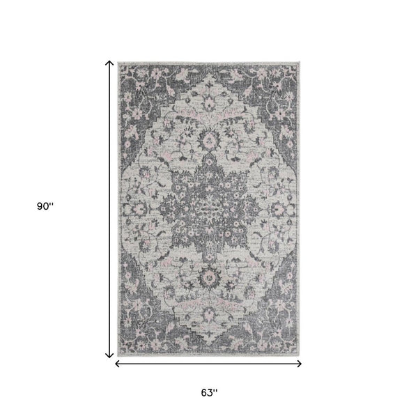 HomeRoots 5' Modern Gray and Dark Gray Area Rug - Durable, Stain-Resistant, Stylish for Busy Homes and Pets 5' x 7' 531558