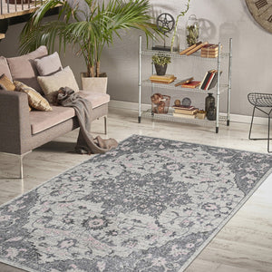 HomeRoots 5' Modern Gray and Dark Gray Area Rug - Durable, Stain-Resistant, Stylish for Busy Homes and Pets 8' x 11' 531559
