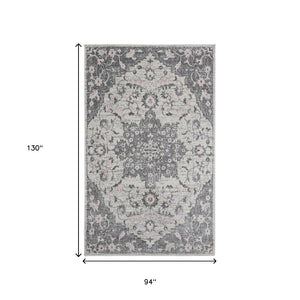 HomeRoots 5' Modern Gray and Dark Gray Area Rug - Durable, Stain-Resistant, Stylish for Busy Homes and Pets 8' x 11' 531559