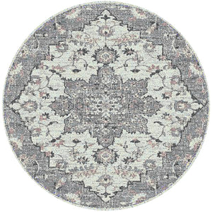HomeRoots 5' Modern Gray and Dark Gray Area Rug - Durable, Stain-Resistant, Stylish for Busy Homes and Pets 7' Round 531560