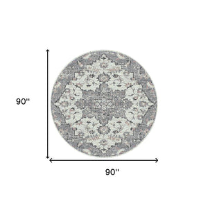 HomeRoots 5' Modern Gray and Dark Gray Area Rug - Durable, Stain-Resistant, Stylish for Busy Homes and Pets 7' Round 531560