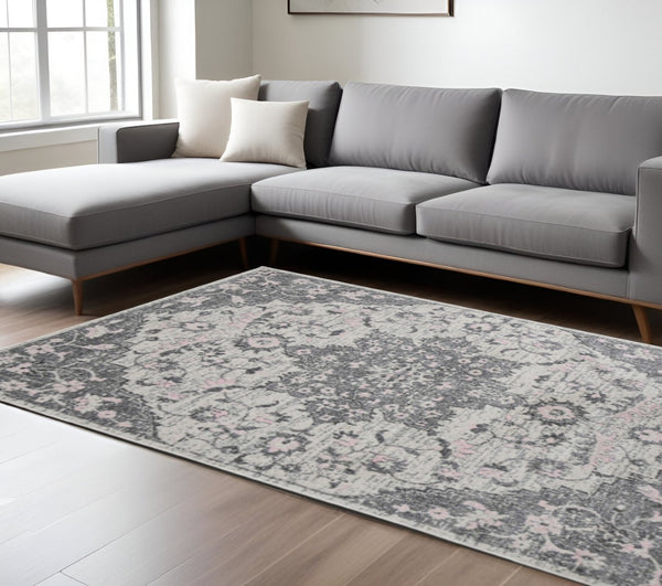 HomeRoots 5' Modern Gray and Dark Gray Area Rug - Durable, Stain-Resistant, Stylish for Busy Homes and Pets 9' x 12' 531561