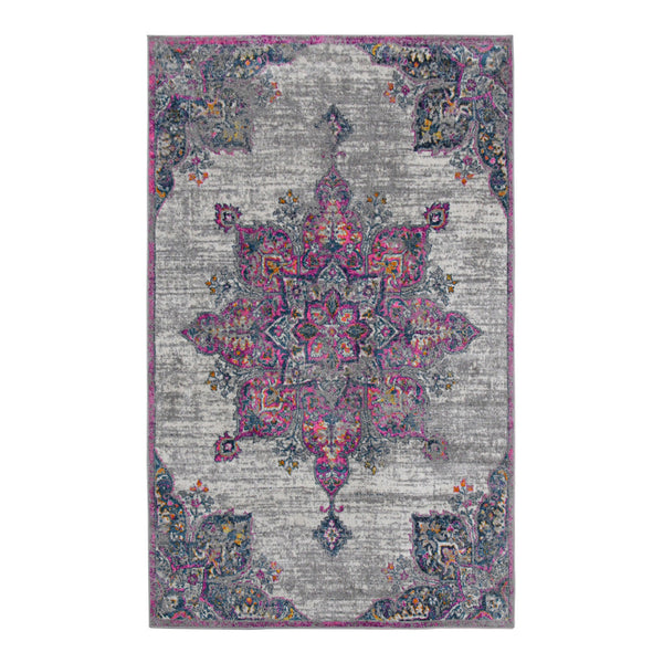 Homeroots 8' Pink Medallion Power Loom Runner Rug  Polypropylene 531563