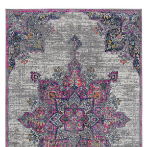 Homeroots 8' Pink Medallion Power Loom Runner Rug  Polypropylene 531563