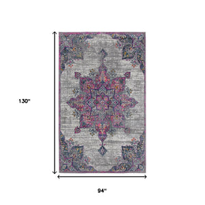 Homeroots 8' X 11' Pink Medallion Power Loom Area Rug  Polypropylene 531566
