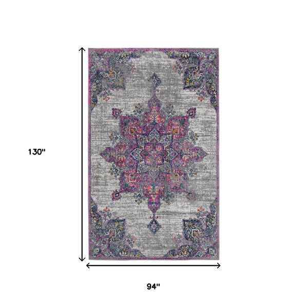 Homeroots 8' X 11' Pink Medallion Power Loom Area Rug  Polypropylene 531566