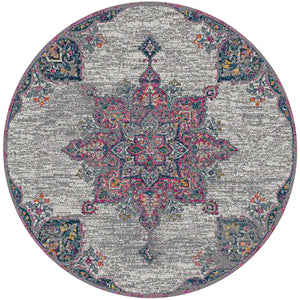 Homeroots 7' Pink Medallion Power Loom Round Rug  Polypropylene 531567