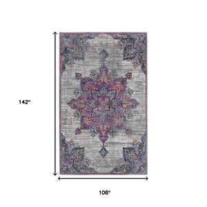 Homeroots 9' X 12' Pink Medallion Power Loom Area Rug  Polypropylene 531568