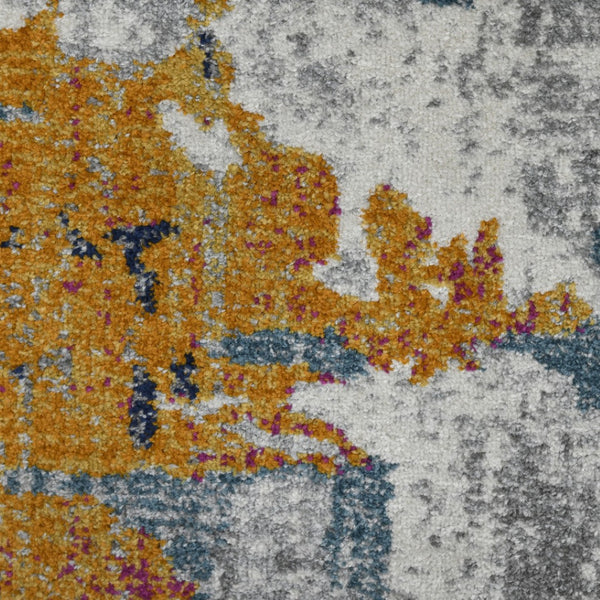 HomeRoots 5' Vibrant Blue, Orange & Gray Area Rug - Durable, Stain-Resistant Design for Modern Living Spaces 8' x 11' 531573