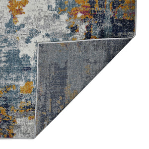 HomeRoots 5' Vibrant Blue, Orange & Gray Area Rug - Durable, Stain-Resistant Design for Modern Living Spaces 8' x 11' 531573