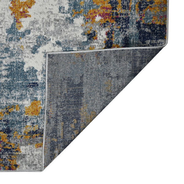 HomeRoots 5' Vibrant Blue, Orange & Gray Area Rug - Durable, Stain-Resistant Design for Modern Living Spaces 8' x 11' 531573