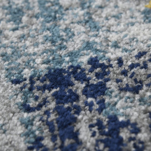 HomeRoots 5' Vibrant Blue, Orange & Gray Area Rug - Durable, Stain-Resistant Design for Modern Living Spaces 7' Round 531574
