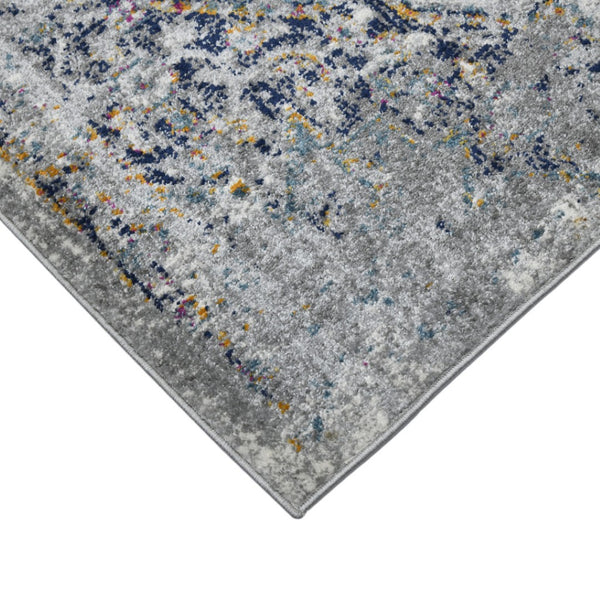 HomeRoots 5' Elegant Gray-Blue and Brown Area Rug - Power-Loomed, Stain-Resistant, Ideal for High-Traffic Spaces 8' x 11' 531580