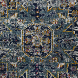 HomeRoots 5' Elegant Gray-Blue and Brown Area Rug - Power-Loomed, Stain-Resistant, Ideal for High-Traffic Spaces 9' x 12' 531582