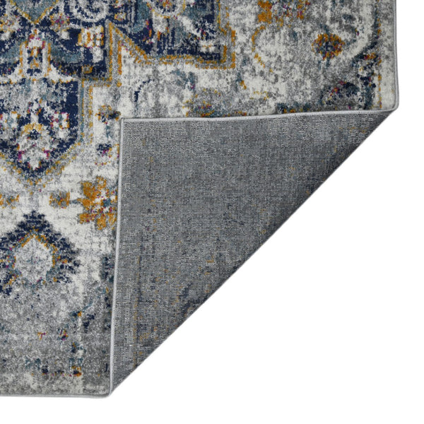 HomeRoots 5' Elegant Gray-Blue and Brown Area Rug - Power-Loomed, Stain-Resistant, Ideal for High-Traffic Spaces 9' x 12' 531582