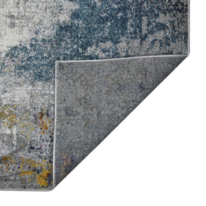 HomeRoots 5' Modern Blue-Gray and Purple Area Rug - Soft, Durable, Stain Resistant for High-Traffic Spaces 5' x 7' 531586