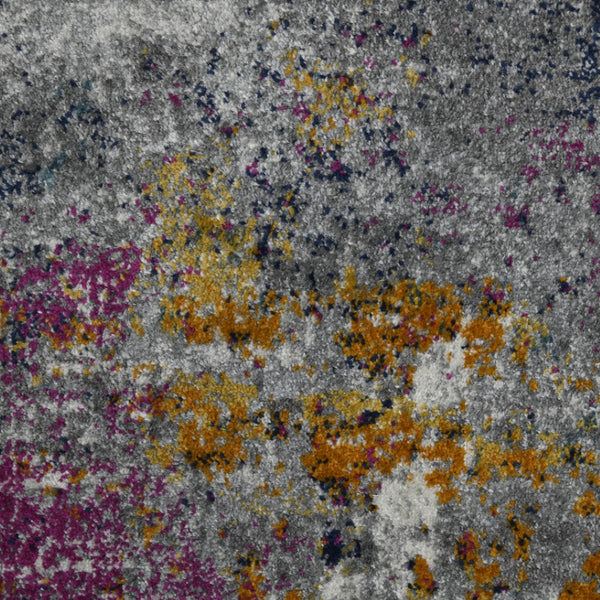 HomeRoots 5' Modern Blue-Gray and Purple Area Rug - Soft, Durable, Stain Resistant for High-Traffic Spaces 7' Round 531588