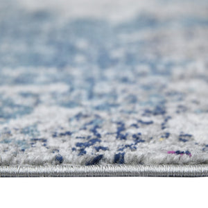 HomeRoots 5' Modern Blue-Gray and Purple Area Rug - Soft, Durable, Stain Resistant for High-Traffic Spaces 9' x 12' 531589