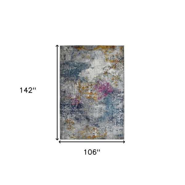 HomeRoots 5' Modern Blue-Gray and Purple Area Rug - Soft, Durable, Stain Resistant for High-Traffic Spaces 9' x 12' 531589