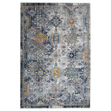 Homeroots 8' Blue And Orange Geometric Power Loom Runner Rug  Polypropylene 531591