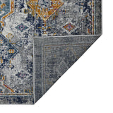 Homeroots 3' X 5' Blue And Orange Geometric Power Loom Area Rug  Polypropylene 531592