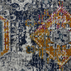 HomeRoots 5' Area Rug - Modern Blue-Gray and Rust Geometric Design for Stylish, Durable Home Décor Solutions 8' x 11' 531594
