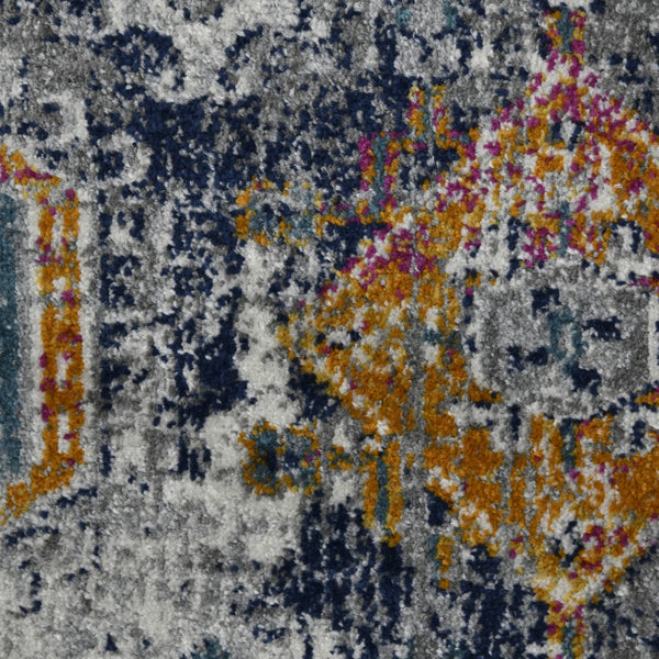 HomeRoots 5' Area Rug - Modern Blue-Gray and Rust Geometric Design for Stylish, Durable Home Décor Solutions 8' x 11' 531594