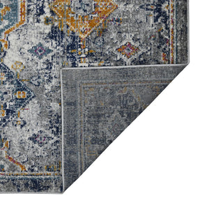 HomeRoots 5' Area Rug - Modern Blue-Gray and Rust Geometric Design for Stylish, Durable Home Décor Solutions 8' x 11' 531594