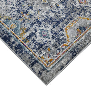 HomeRoots 5' Area Rug - Modern Blue-Gray and Rust Geometric Design for Stylish, Durable Home Décor Solutions 9' x 12' 531596